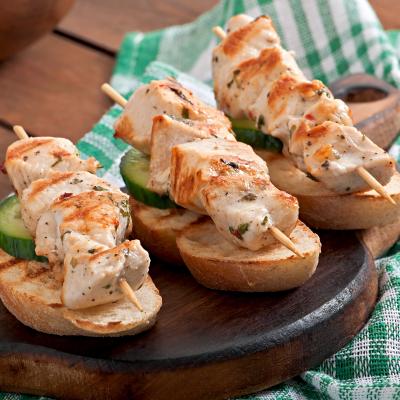 Chicken Kebabs Skewers With Toast
