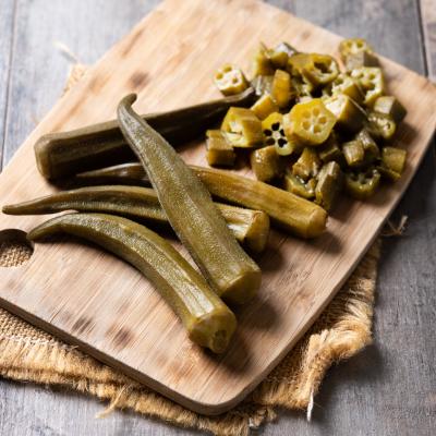 Okra Slices Isolated White Background